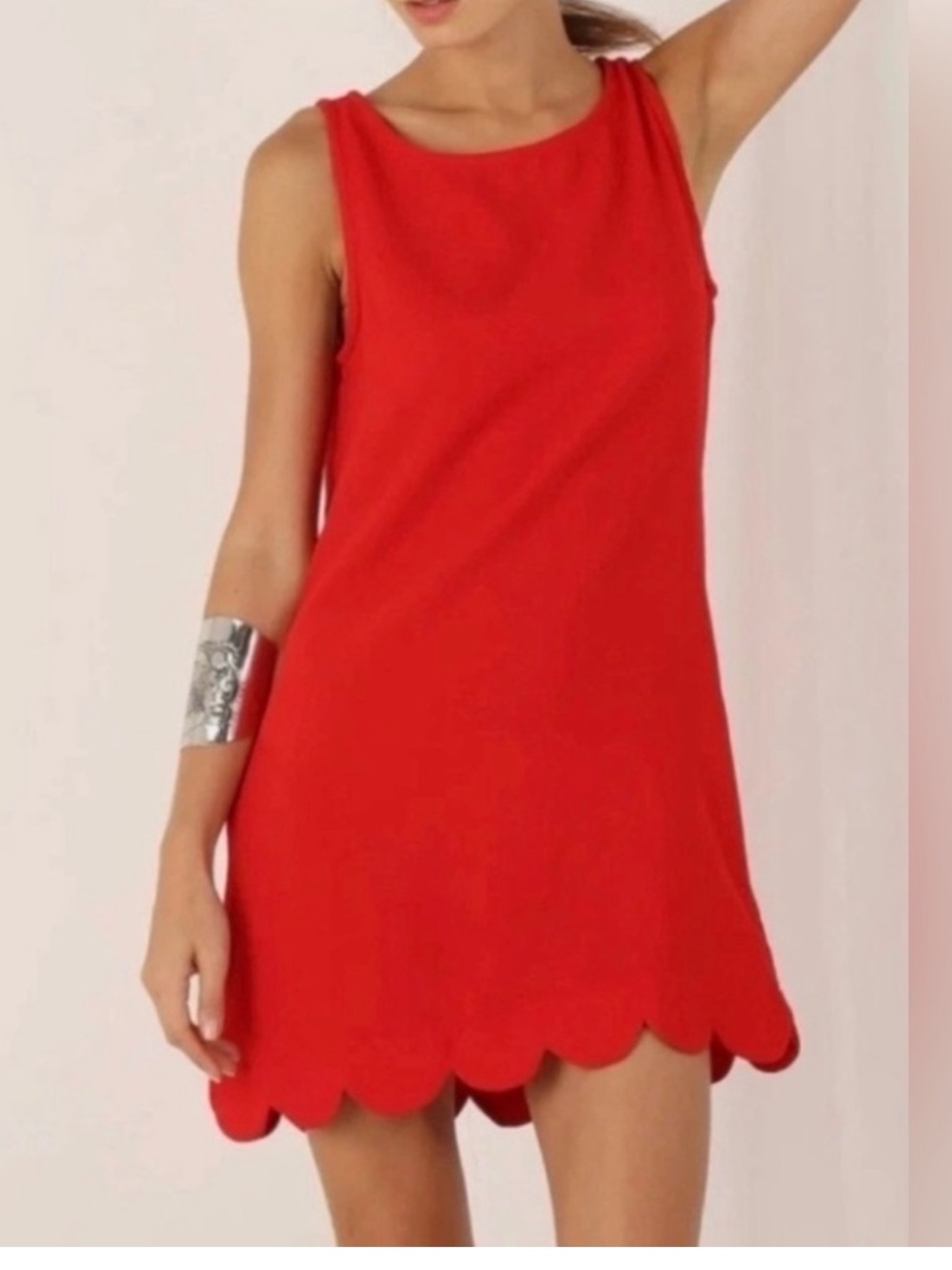 Kate Spade Red Sleeveless Scalloped Hem Pullover Dress Women’s Sz Small